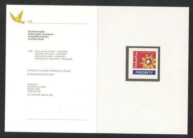 2002 - SVIZZERA - SALUTI  SVIZZERA 2v. - NUOVI - 2 FOLDER -  LOTTO/37378F