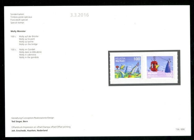 2016 - SVIZZERA - LOTTO/37896F - MOLLY MONSTER 2v. - NUOVI - FOLDER
