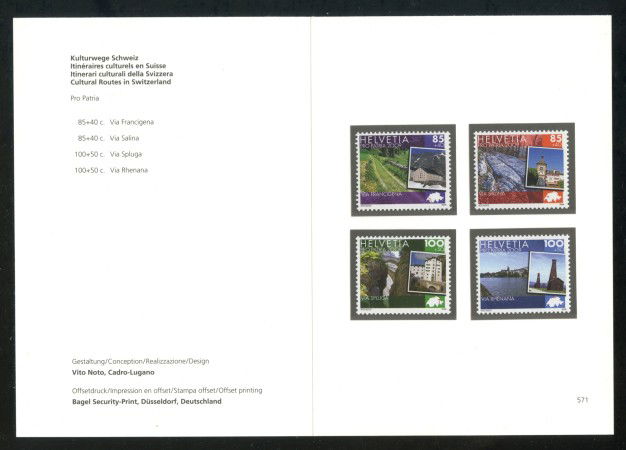 2009 - SVIZZERA - LOTTO/37714F  - PRO PATRIA 4v. - NUOVI - FOLDER