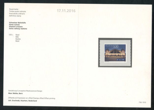 2016 - SVIZZERA - LOTTO/38034F - STAZIONI FERROVIARIE - NUOVO - FOLDER