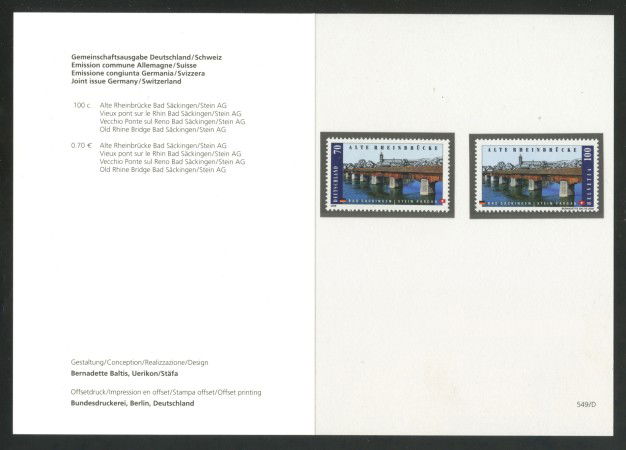 2008 - SVIZZERA/GERMANIA - ANTICHI PONTI - FOLDER - NUOVO - LOTTO/37582FG