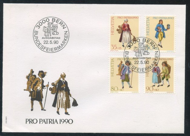 1990 - SVIZZERA - PRO PATRIA COSTUMI 4v. - BUSTA FDC - LOTTO/25311