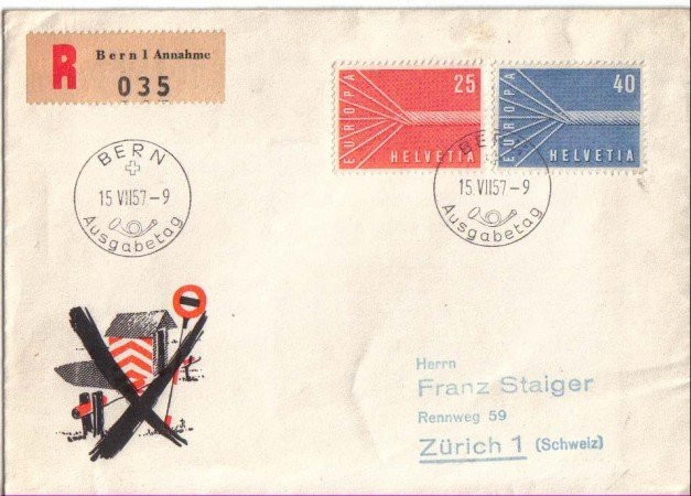 SVIZZERA - 1957 - FDC/2282 - FDC EUROPA