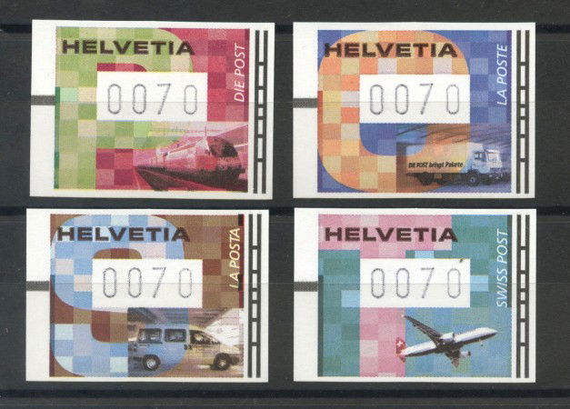 2001 - SVIZZERA - FRANCOBOLLI PER DISTRIBUTORI 4v. - NUOVI - LOTTO/37357