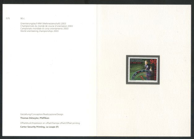 2003 - SVIZZERA - CAMPIONATI DI ORIENTAMENTO - FOLDER - NUOVO - LOTTO/37382F