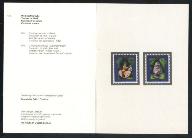 2003 - SVIZZERA - NATALE 2v. - NUOVI -  FOLDER - LOTTO/37410F