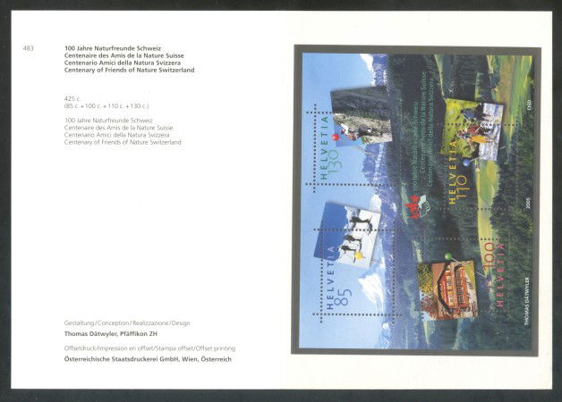 2005 - SVIZZERA - AMICI DELLA NATURA - FOGLIETTO NUOVO - FOLDER - LOTTO/37457F