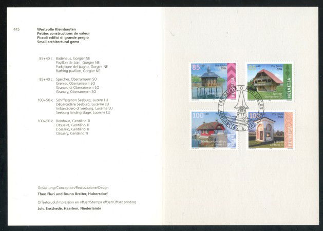 2004 - SVIZZERA - PRO PATRIA 4v. - USATI FDC - FOLDER - LOTTO/37422FU
