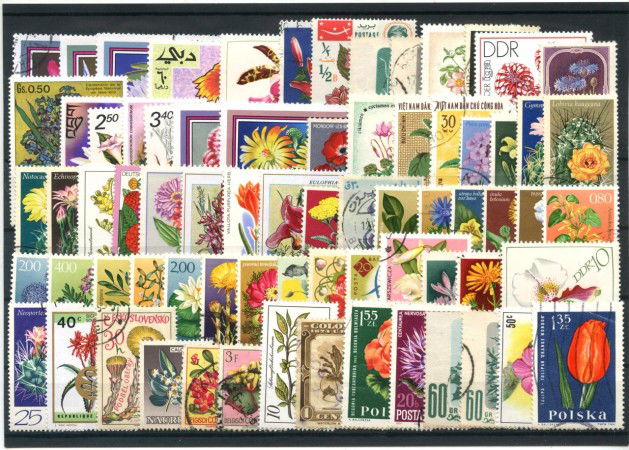 FIORI TEMATICA - LOTTO/43604 - COLLEZIONE DI 70 FRANCOBOLLI DIFFERENTI
