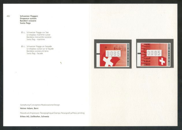 2005 - SVIZZERA - BANDIERE SVIZZERE 2v. - NUOVI - FOLDER LOTTO/37460F