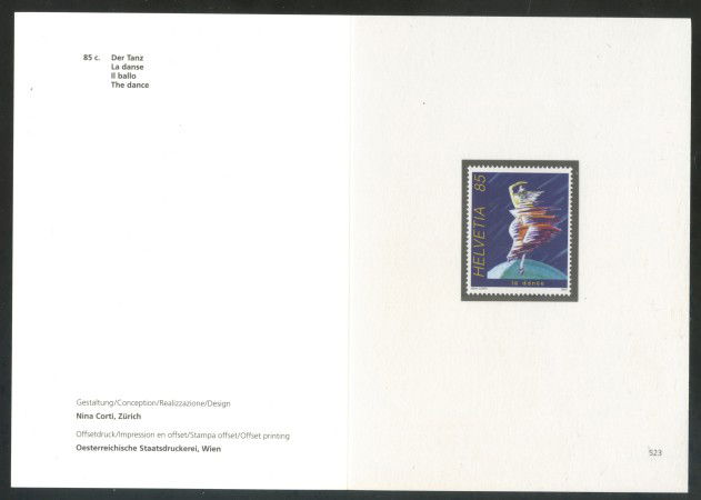 2007 - LOTTO/37557F - SVIZZERA - DANZA NINA CORTI 1v. - FOLDER -  NUOVO