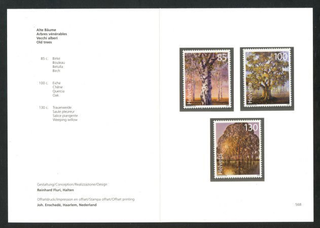2009 - SVIZZERA - LOTTO/37711F - ANTICHI ALBERI 3v. - NUOVI - FOLDER