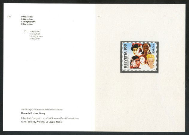 2006 - SVIZZERA - EUROPA INTEGRAZIONE 1v. - NUOVO - FOLDER - LOTTO/37476F