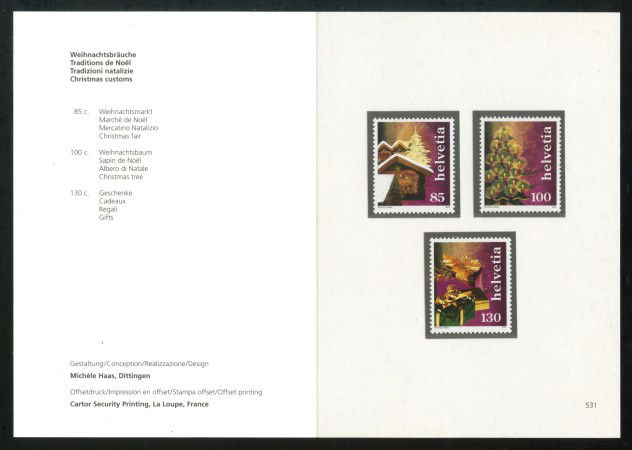 2007 - LOTTO/37565F - SVIZZERA - NATALE 3v. - FOLDER - NUOVI