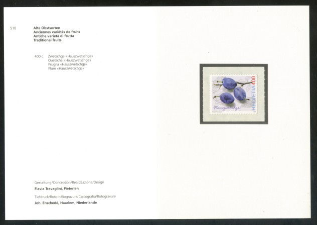 2006 - LOTTO/37487F - SVIZZERA - VARIETA' DI FRUTTA 1v. - FOLDER - NUOVO