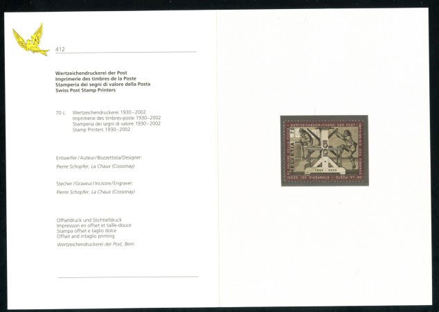 2002 - SVIZZERA - TIPOGRAFIA DELLE POSTE - NUOVO - FOLDER -  LOTTO/37373F