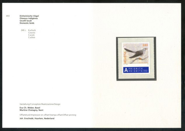 2006 - SVIZZERA - 240c. - FAUNA UCCELLI - NUOVO - FOLDER - LOTTO/37466F