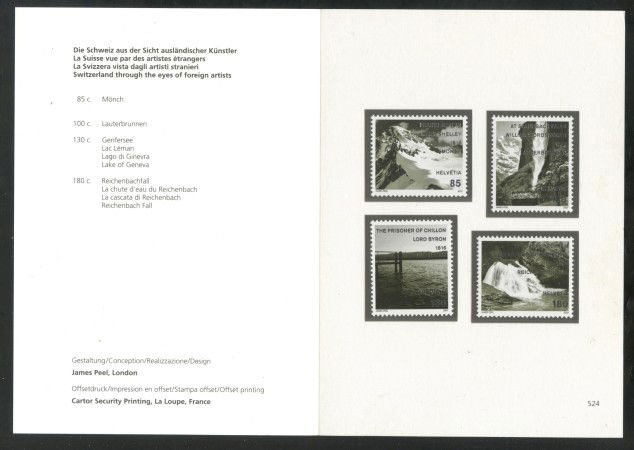 2007 - LOTTO/37558F - SVIZZERA - PAESAGGI VISTI DA ARTISTI 4v. - FOLDER - NUOVI
