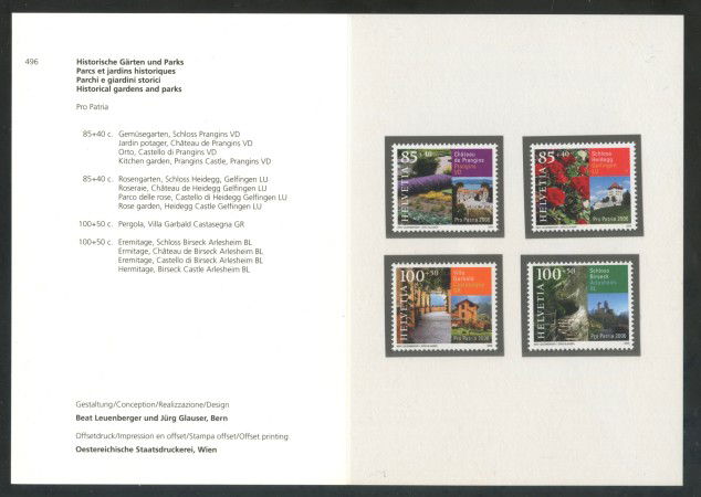 2006 - LOTTO/37477F - SVIZZERA - PRO PATRIA 4v. - FOLDER -  NUOVI