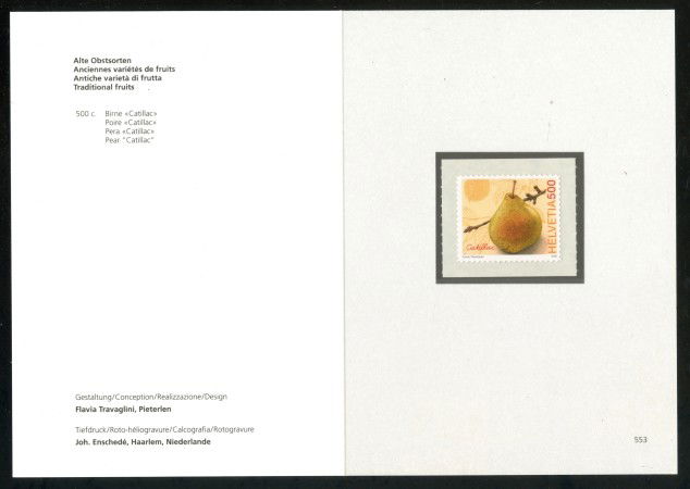 2008 - LOTTO/37586F - SVIZZERA - ANTICHE VARIETA' DI FRUTTA - FOLDER - NUOVO