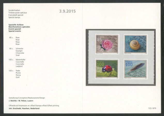 2015 - SVIZZERA - LOTTO/37885F - FRANCOBOLLI PER SALUTI 4v. - NUOVI - FOLDER