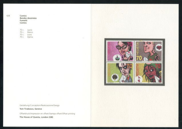 2003 - SVIZZERA - FUMETTI 4v. - NUOVI - FOLDER - LOTTO/37390F