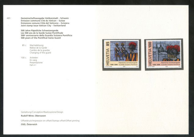 2005 - SVIZZERA - CENTENARIO GUARDIA SVIZZERA 2v. - NUOVI - FOLDER -  LOTTO/37459F