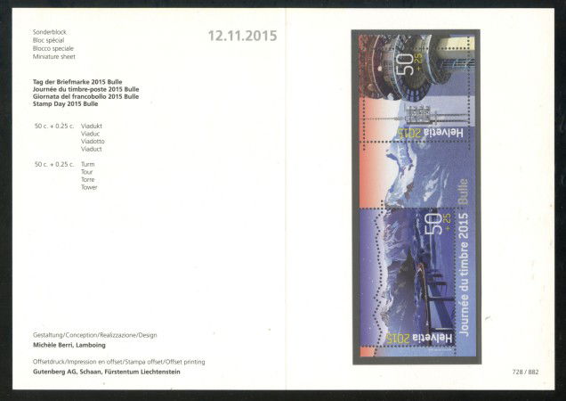 2015 - SVIZZERA - LOTTO/37891F - GIORNATA FRANCOBOLLO - FOGLIETTO - NUOVO - FOLDER