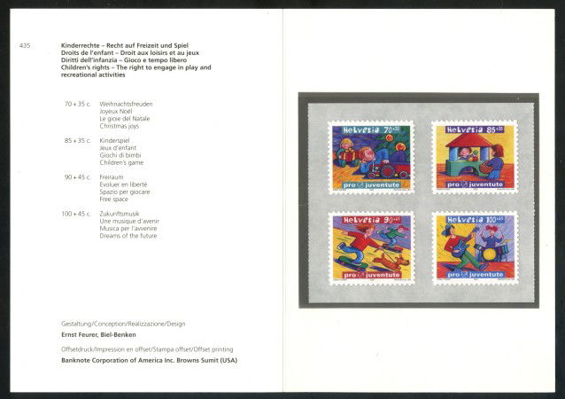 2003 - SVIZZERA - PRO JUVENTUTE 4v. - NUOVI -  FOLDER - LOTTO/37409F