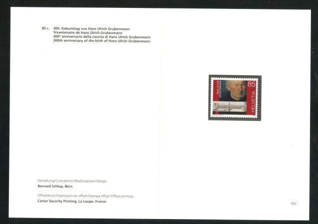 2009 - SVIZZERA - LOTTO/37606F - ULRICHC GRUBENMANN - NUOVO - FOLDER
