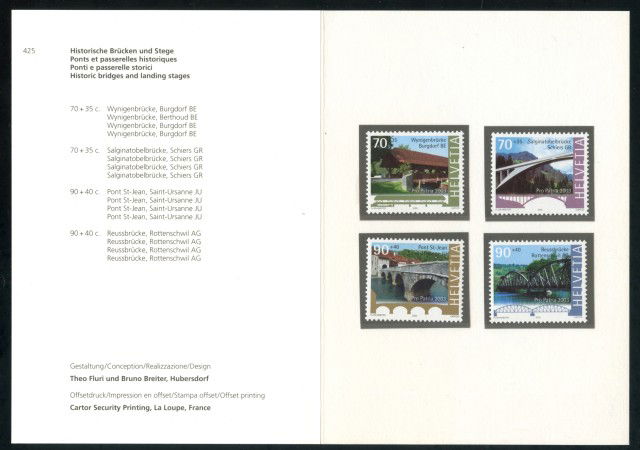 2003 - SVIZZERA - PRO PATRIA 4v. - NUOVI - FOLDER -  LOTTO/37387F