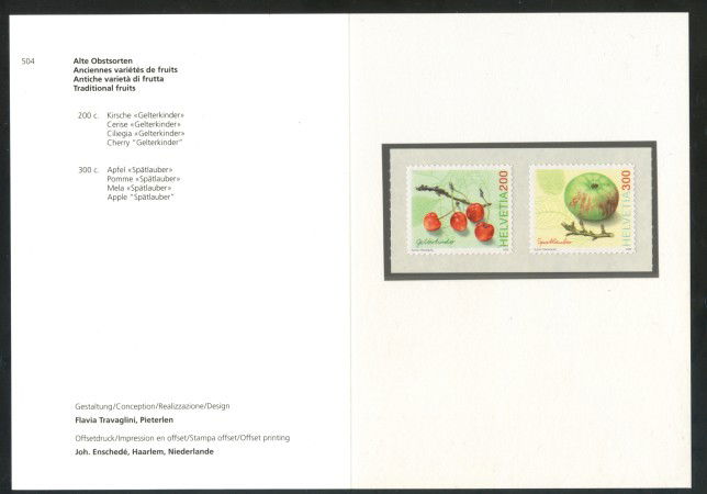 2006 - LOTTO/37481F - SVIZZERA - VARIETA' DI FRUTTA 2v. - FOLDER - NUOVI