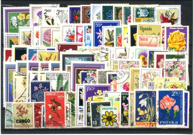 FIORI - LOTTO/43106 - INSIEME DI 100 FRANCOBOLLI DIFFERENTI TEMATICA  FIORI