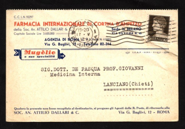 CORTINA D'AMPEZZO - 1932 - LBF/1361 - FARMACIA INTERNAZIONALE DI CORTINA