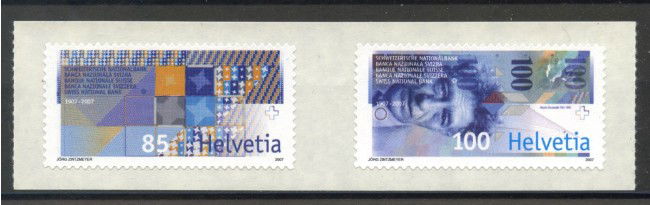 2007 - SVIZZERA - CENTENARIO BANCA NAZIONALE 2v. - NUOVI - LOTTO/37548