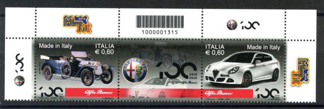 2010 - REPUBBLICA - CENTENARIO ALFA ROMEO 2v. - NUOVI - LOTTO/37218