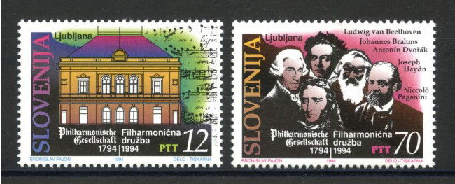 1994 - SLOVENIA - ACCADEMIA FILARMONICA DI LUBIANA  2v. - NUOVI - LOTTO/33699