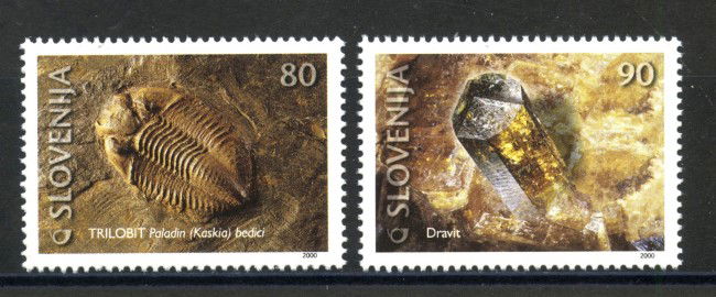 2000 - SLOVENIA - FOSSILI E MINERALI  2v. - NUOVI - LOTTO/33991
