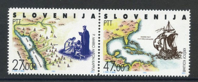 1992 - SLOVENIA - SCOPERTA DELL'AMERICA 2v.  - NUOVI  - LOTTO/33652