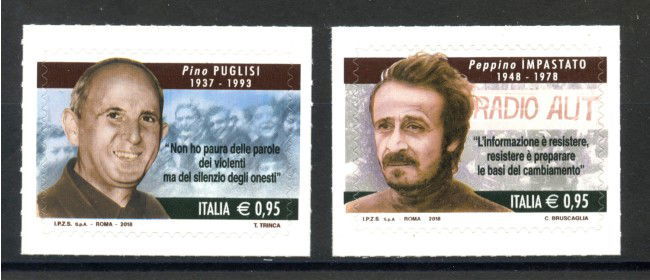 2018 - REPUBBLICA - P.IMPASTATO E G.PUGLISI 2v. - NUOVI - LOTTO/37034