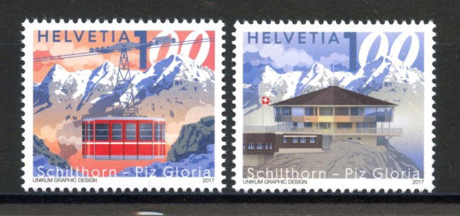 2017 - SVIZZERA - LOTTO/38038 - FUNIVIA PIZ GLORIA 2v. - NUOVI