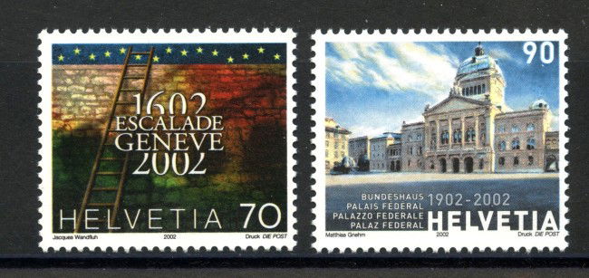 2002 - SVIZZERA - ANNIVERSARI 2v. - NUOVI - LOTTO/37363