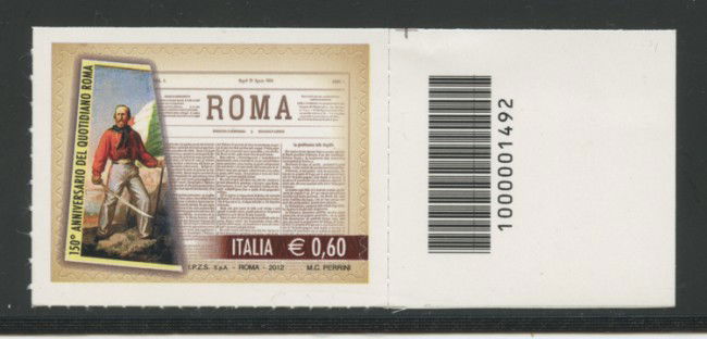 2012 - LOTTO/15428CB - REPUBBLICA - QUOTIDIANO ROMA - CODICE A BARRE