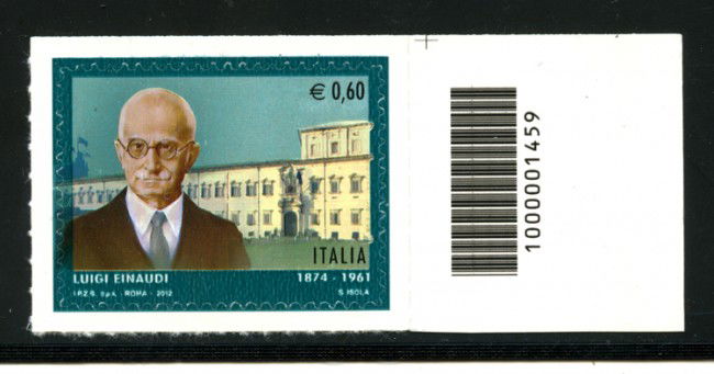 2012 - LOTTO/15423CB - REPUBBLICA - LUIGI EINAUDI - CODICE A BARRE