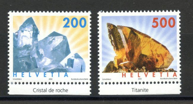 2002 - SVIZZERA - MINERALI  2v. - NUOVI - LOTTO/37374