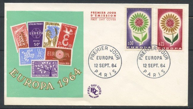 1964 - FRANCIA - EUROPA 2v. - BUSTA FDC - LOTTO/25200
