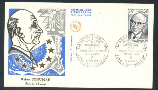 1975 - FRANCIA - ROBERT SCHUMAN - BUSTA FDC - LOTTO/26479