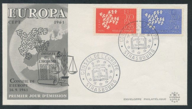 1961 - FRANCIA - EUROPA 2v. - BUSTA FDC - LOTTO/26271