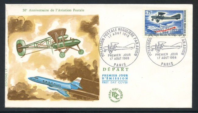 1968 - FRANCIA - PRIMA LINEA AEREA POSTALE - BUSTA FDC - LOTTO/25894