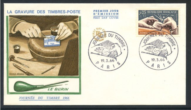 1966 - FRANCIA - GIORNATA DEL FRANCOBOLLO - BUSTA FDC - LOTTO/25891